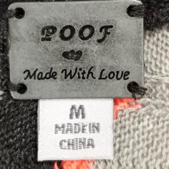 POOF BROWN|GREY STRIPED GEOMETRIC SHORT SLEEVE KNIT TOP WOMEN SIZE M - Picture 2 of 8